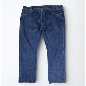 Levi 501 Button Fly Jeans Mens 44x30 Blue Denim Straight Leg Pants Classic